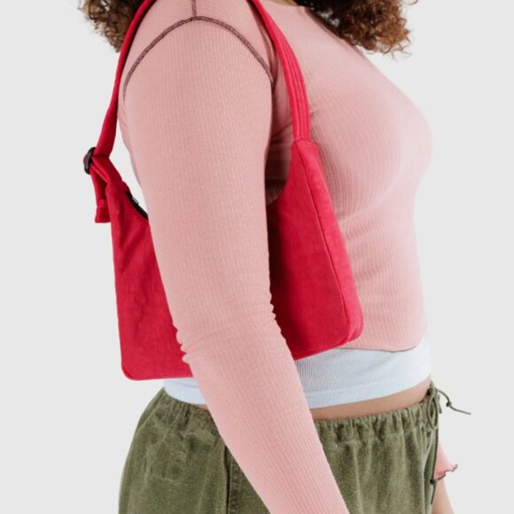 BAGGU Mini Nylon Shoulder Bag in Candy Apple Red - Picture 2 of 4